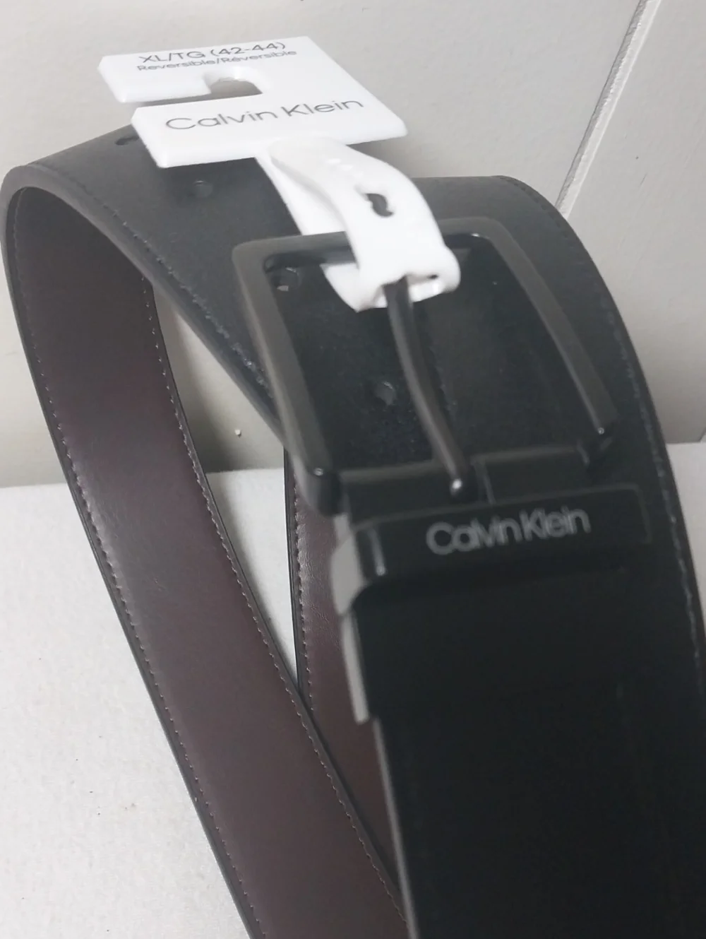 Calvin Klein Reversible Leather Belt, Black to Brown Size XL 42-44
